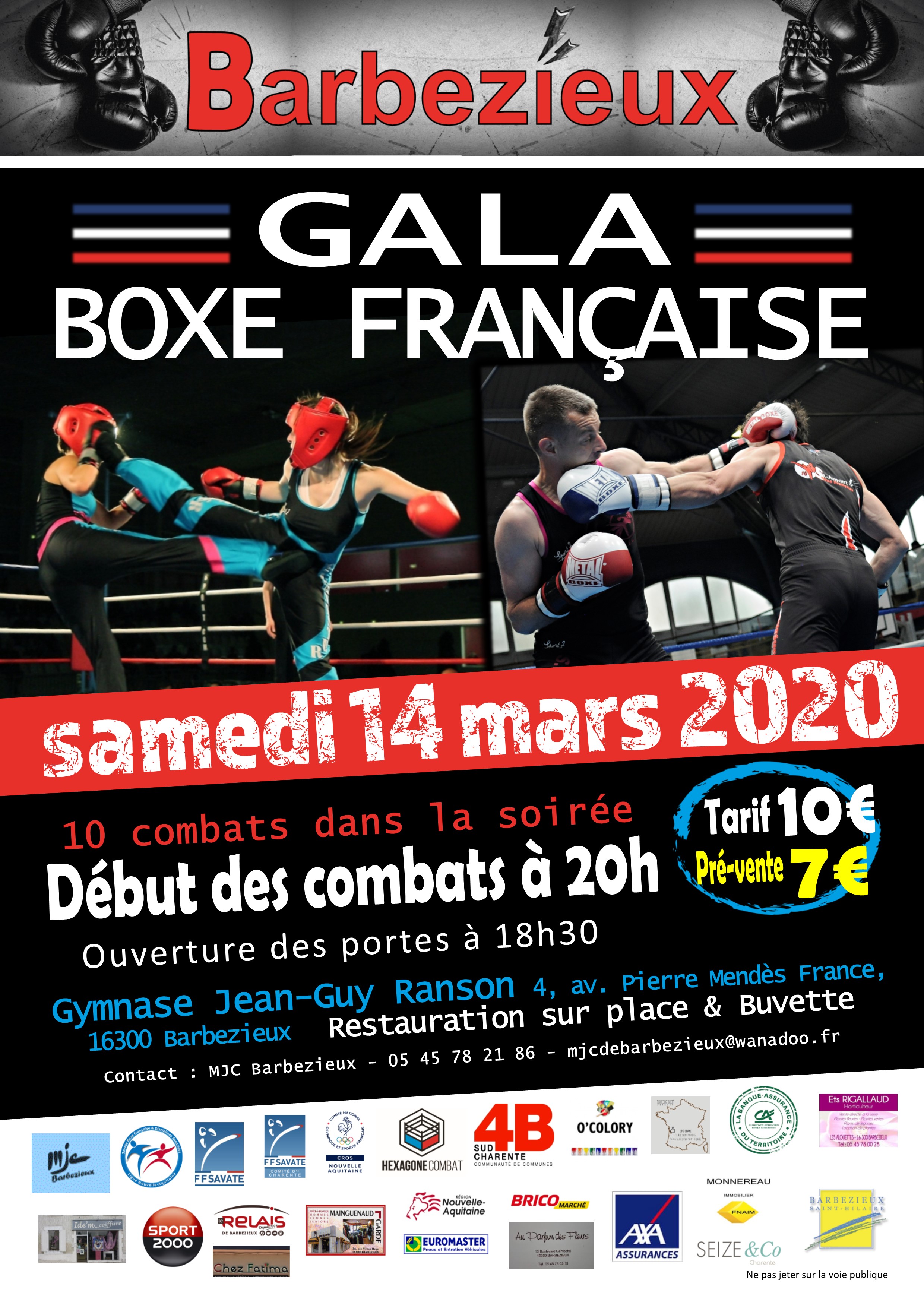 GALA Boxe Française à Barbezieux le 14 mars 2020