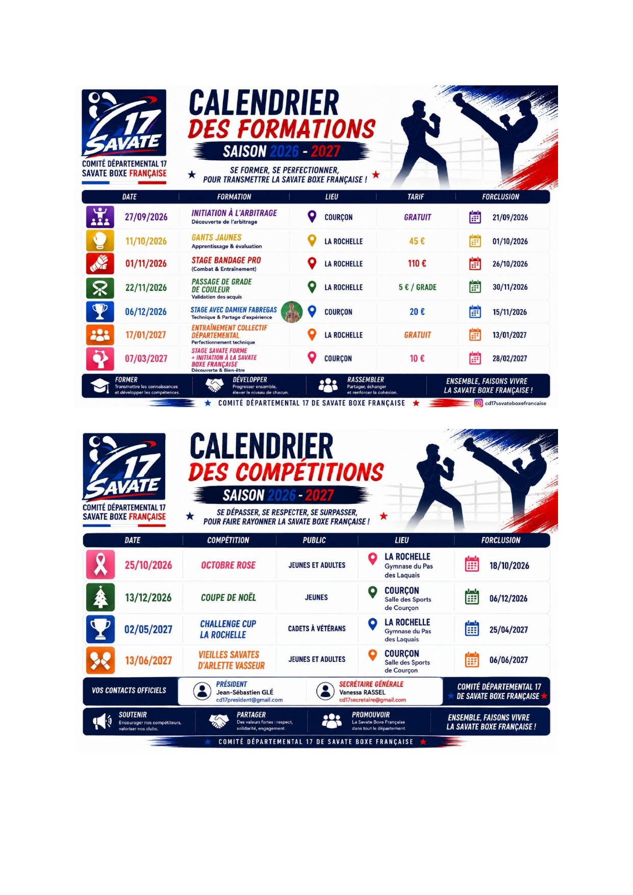 Calendrier - Comité départemental de la Charente Maritime (17)